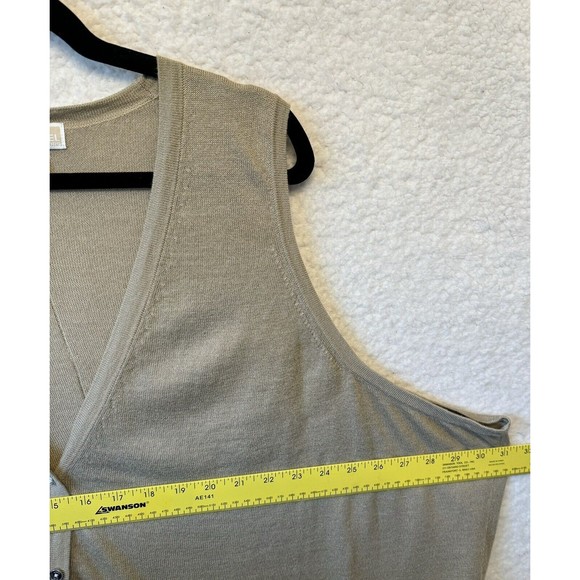 MICHAEL‎ Michael Kors Sweater Vest L XL Beige Oversized Button Up Lightweight - Picture 9 of 9